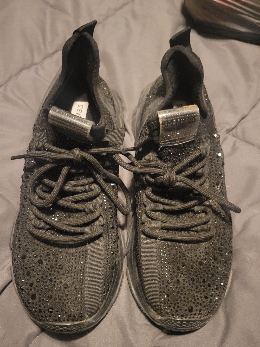 Steve Madden Black Glitter Embellished Sneakers